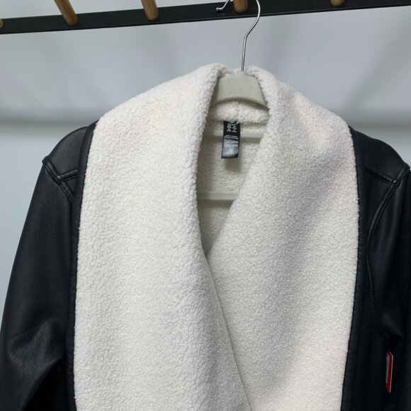Spanx Fleece & Faux Leather Long Wrap Jacket 1X NWT - Picture 4 of 14